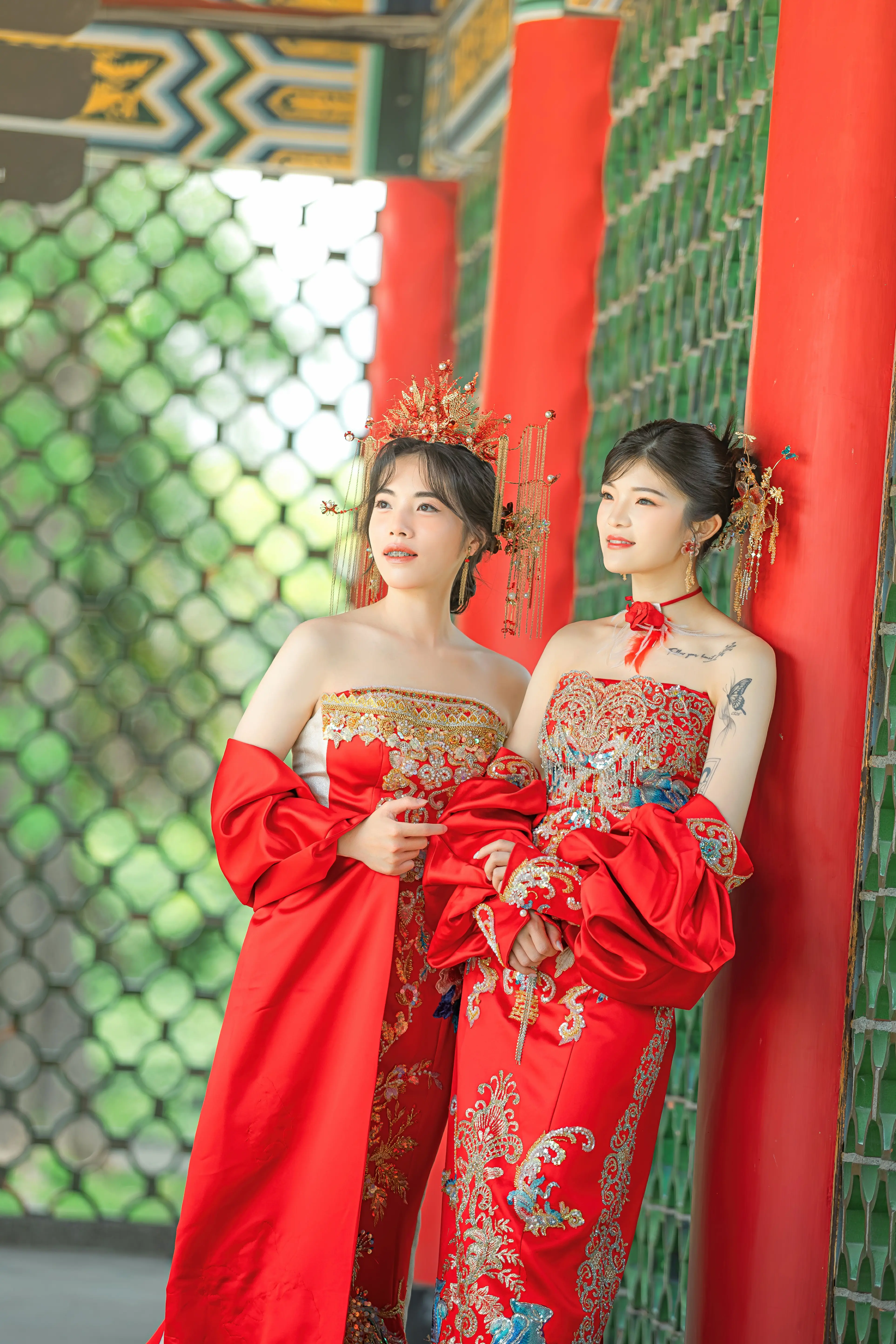 高雄閨蜜寫真 中式紅色禮服雙人寫真